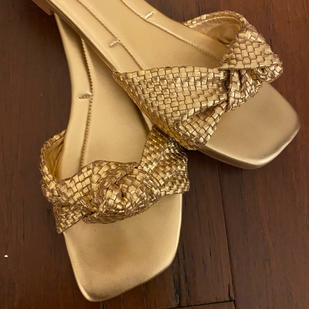 Marc Fisher Gold Braided Sandals Slip-On